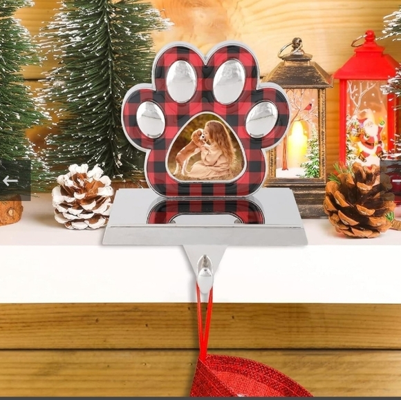 EIMOON Plaid Dog Paw Christmas Stocking Holders - Picture 1 of 7